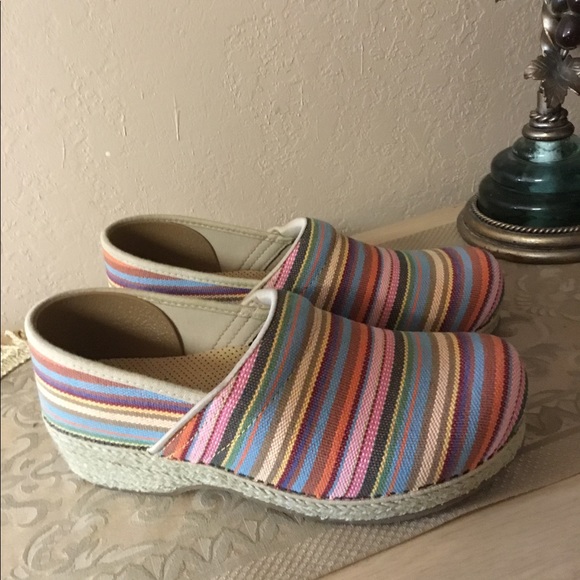 dansko multicolor clogs